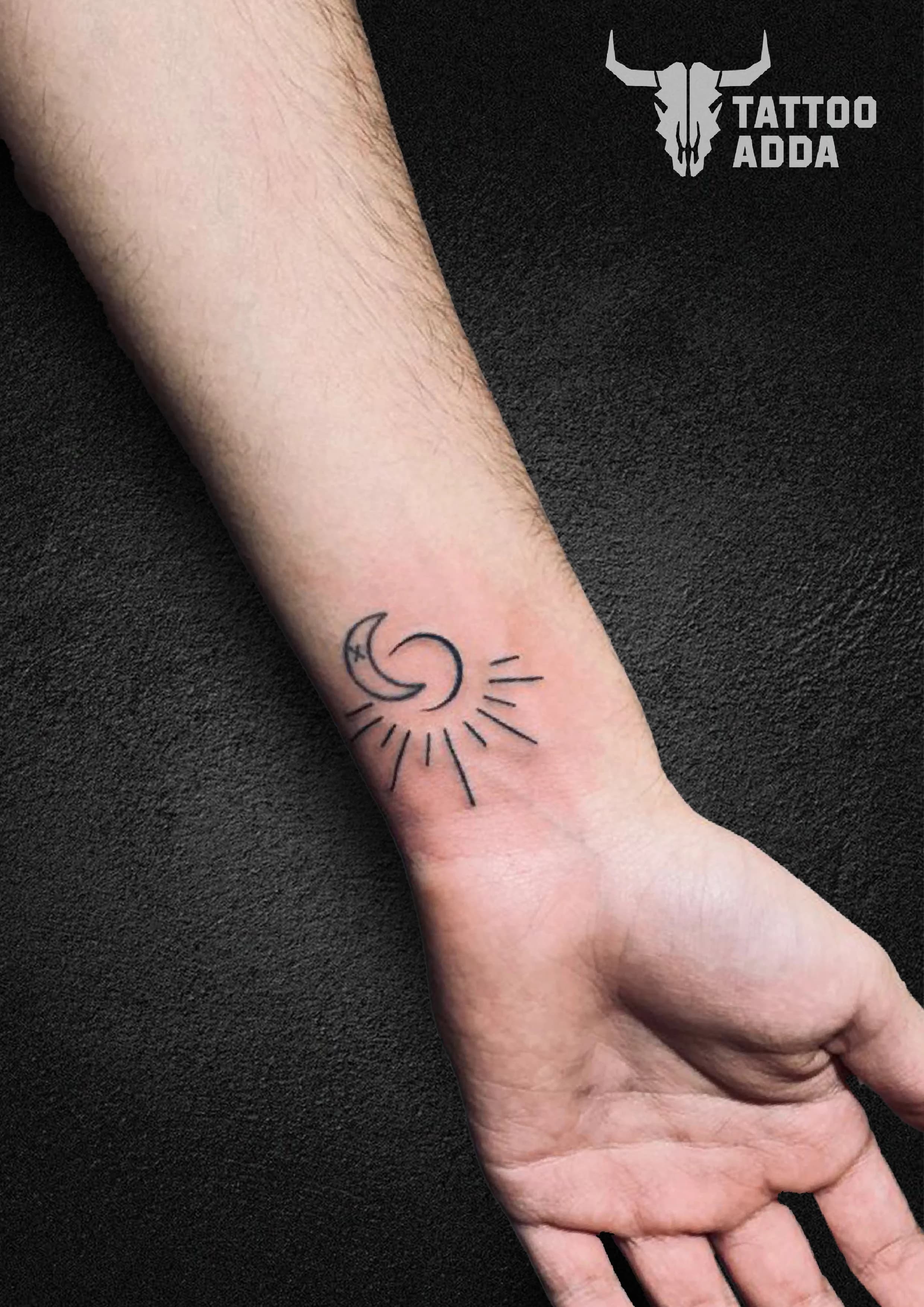 Line Art Sun Moon — Tattoo Adda