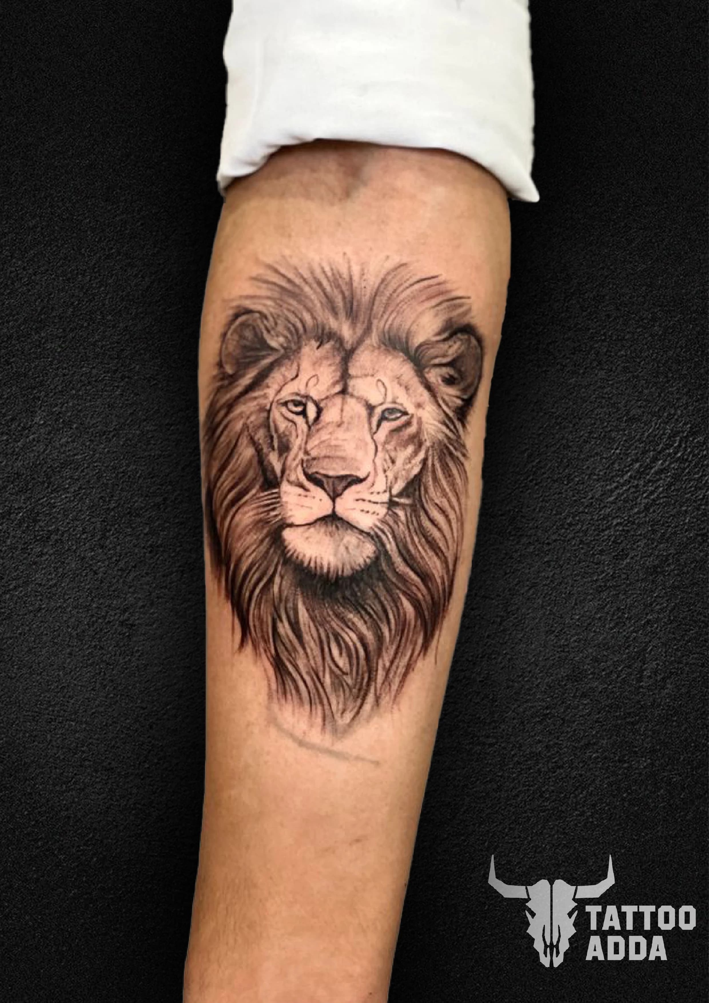 Lion Face On Hand — Tattoo Adda