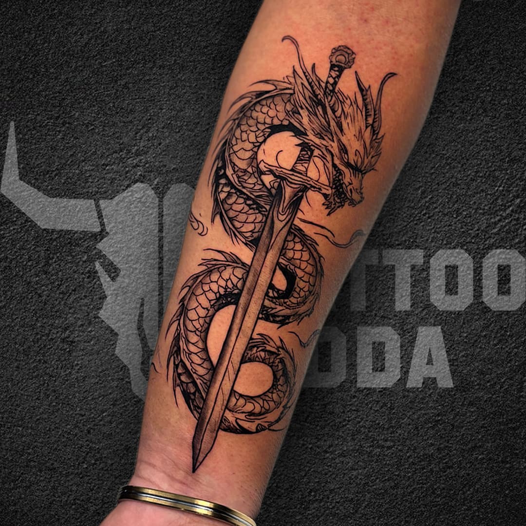 Dragon With Sword — Tattoo Adda
