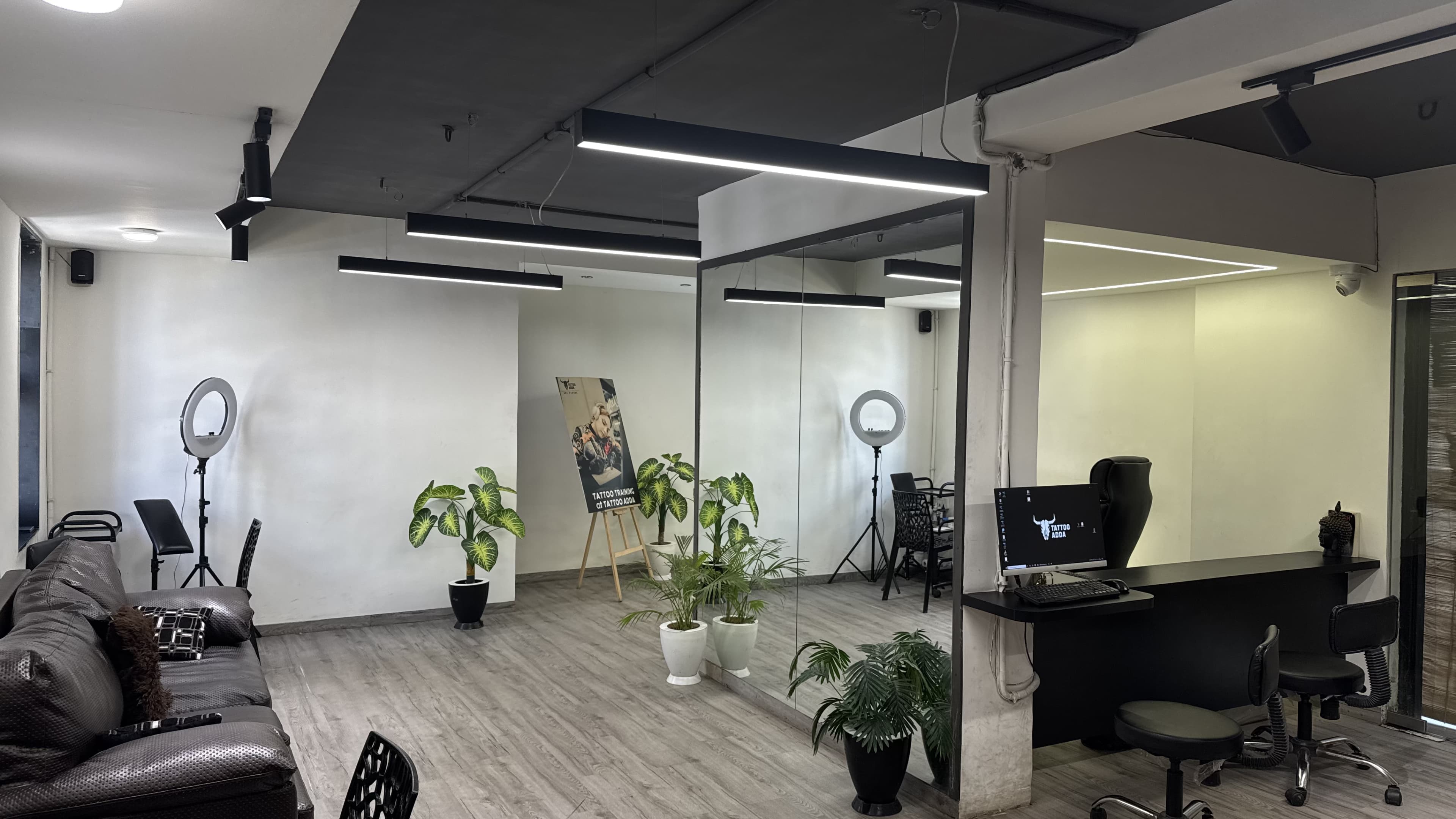 Studio lounge area with comfortable seating